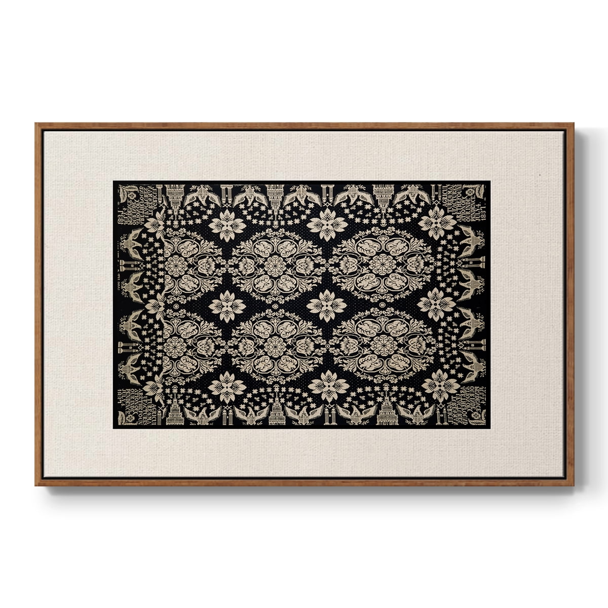 Vintage Abstract Print-XI Framed in Walnut Wood Gallery Wrapped Canvas 27 in. x 41 in.