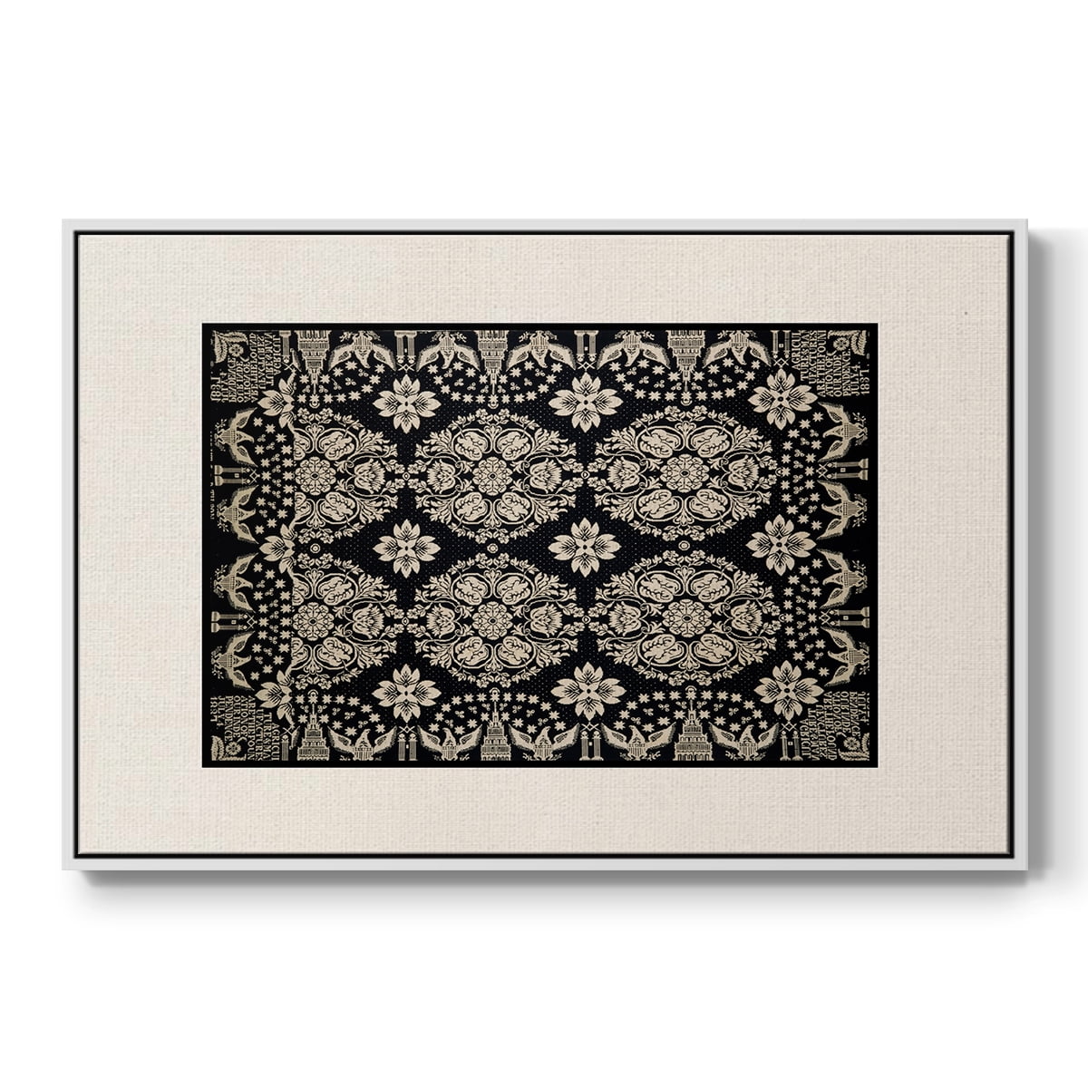 Vintage Abstract Print-XI Framed in White Wood Gallery Wrapped Canvas 27 in. x 41 in.