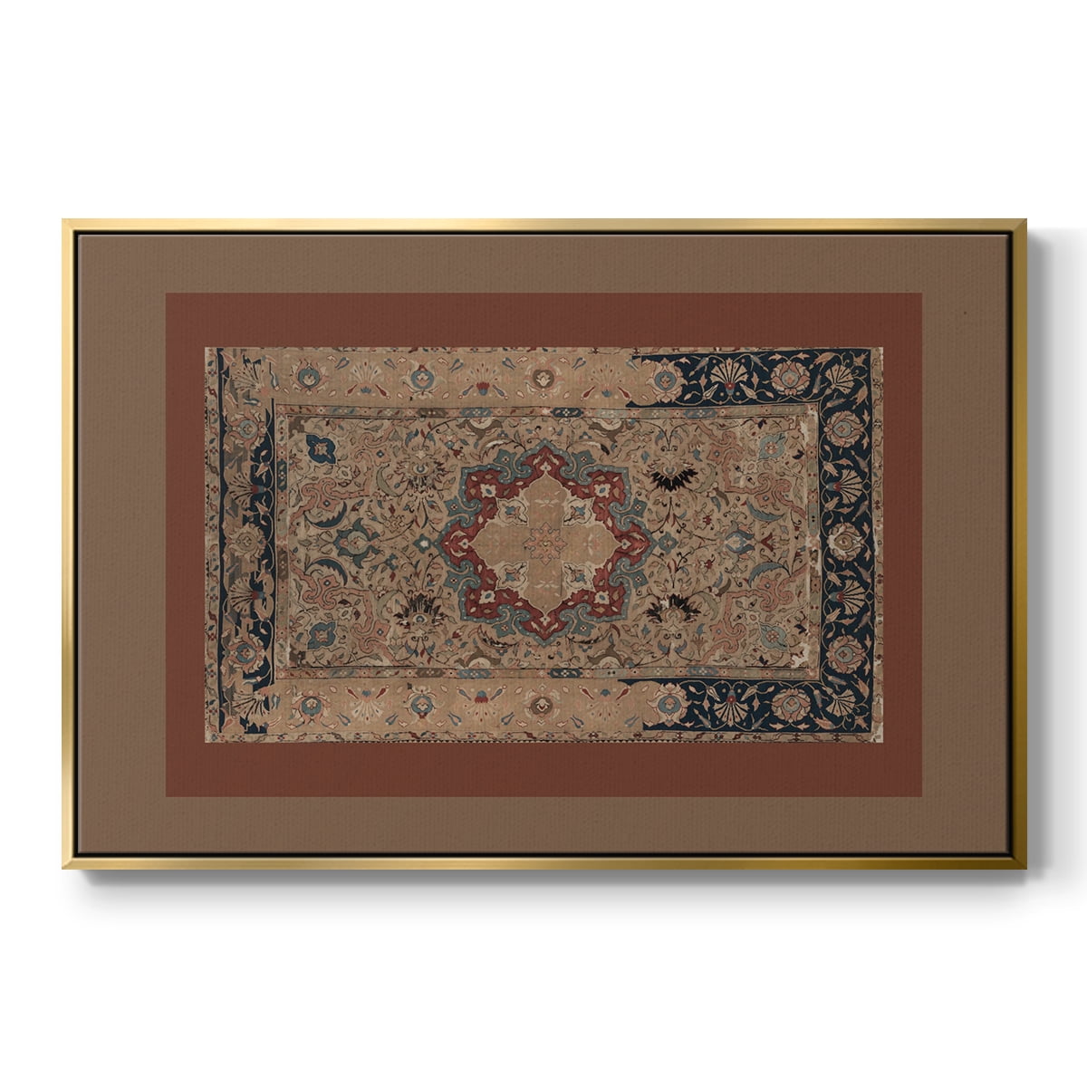 Vintage Abstract Print-XII Framed in Gold Wood Gallery Wrapped Canvas 25 in. x 37 in.