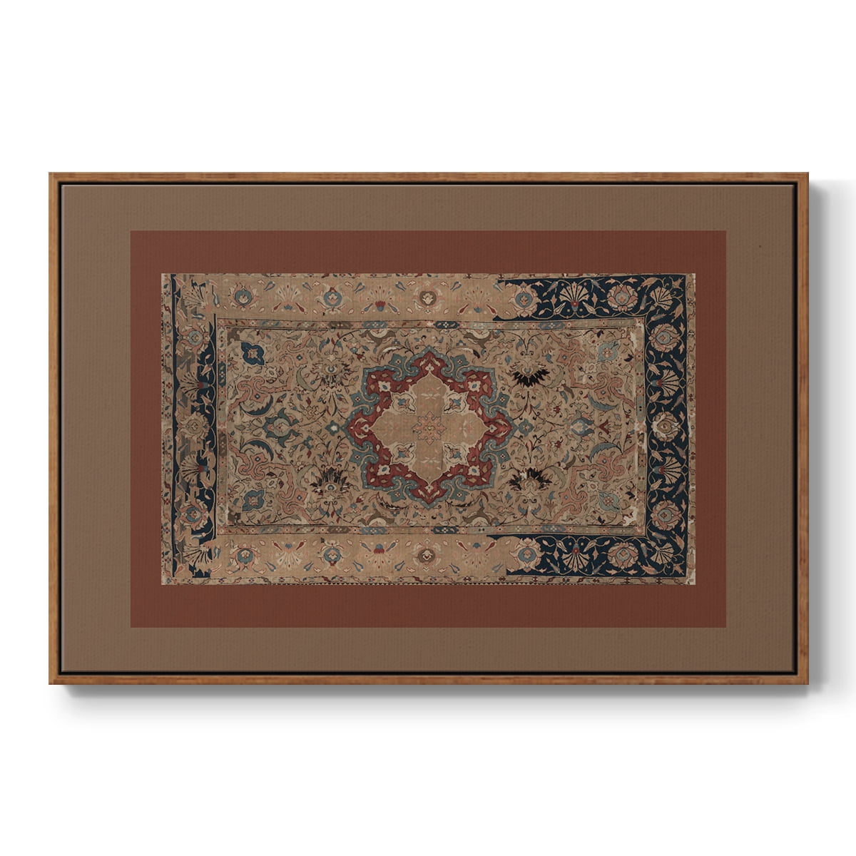 Vintage Abstract Print-XII Framed in Walnut Wood Gallery Wrapped Canvas 25 in. x 37 in.