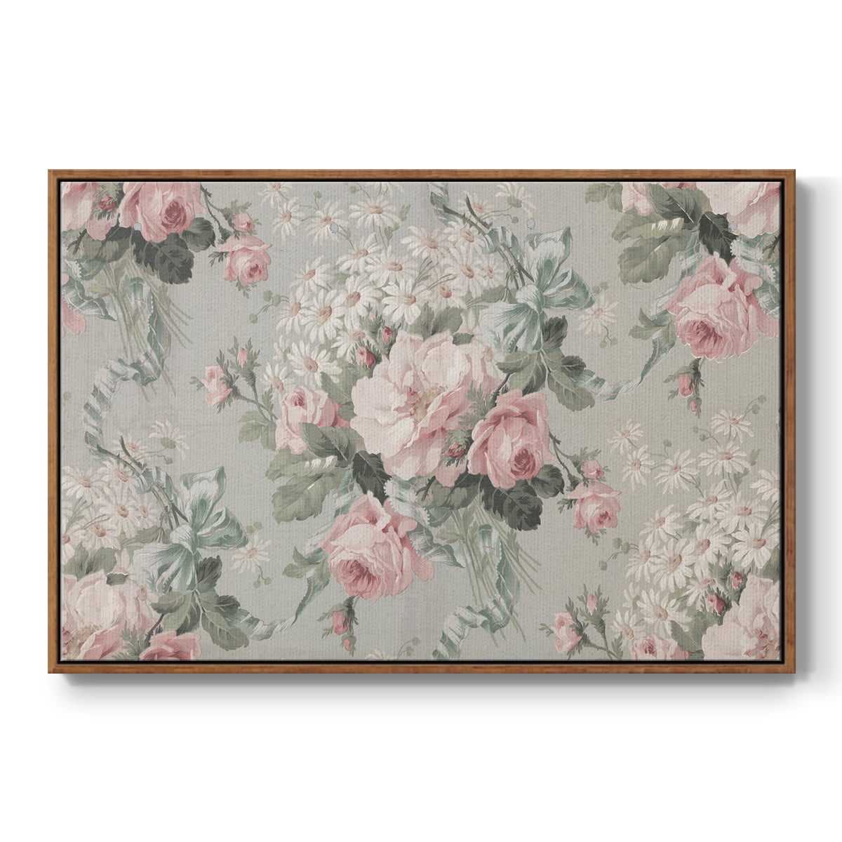 Vintage Abstract Print-XIV Framed in Walnut Wood Gallery Wrapped Canvas 25 in. x 37 in.