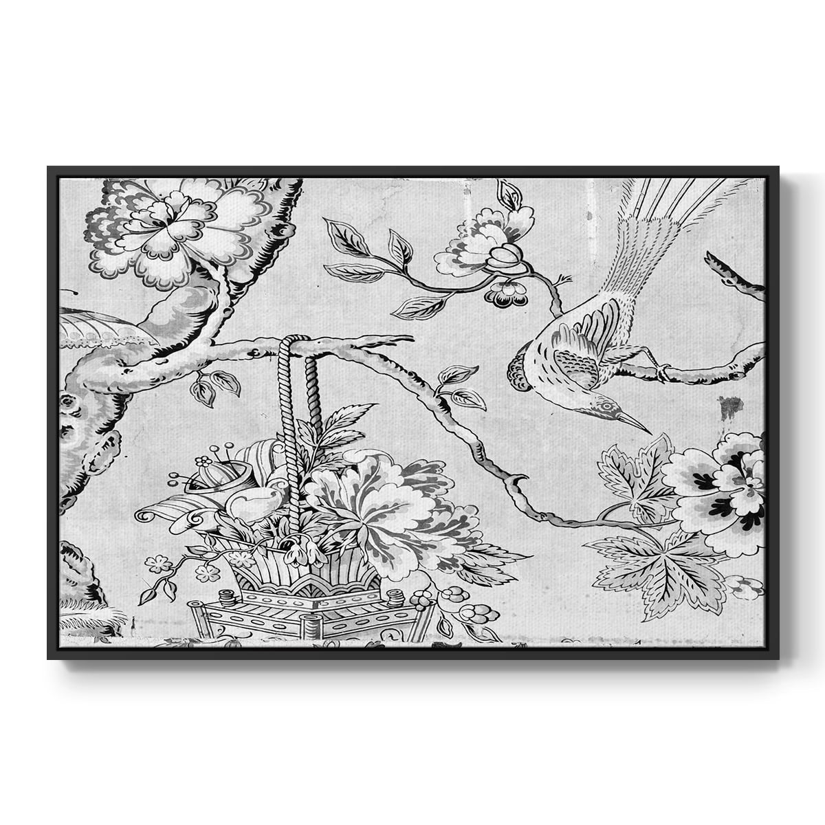 Vintage Abstract Print-XIX Framed in Black Wood Gallery Wrapped Canvas 27 in. x 41 in.