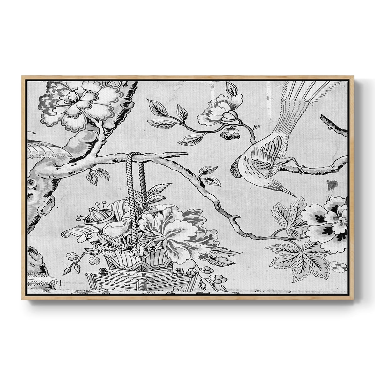 Vintage Abstract Print-XIX Framed in Natural Wood Wood Gallery Wrapped Canvas 17 in. x 25 in.