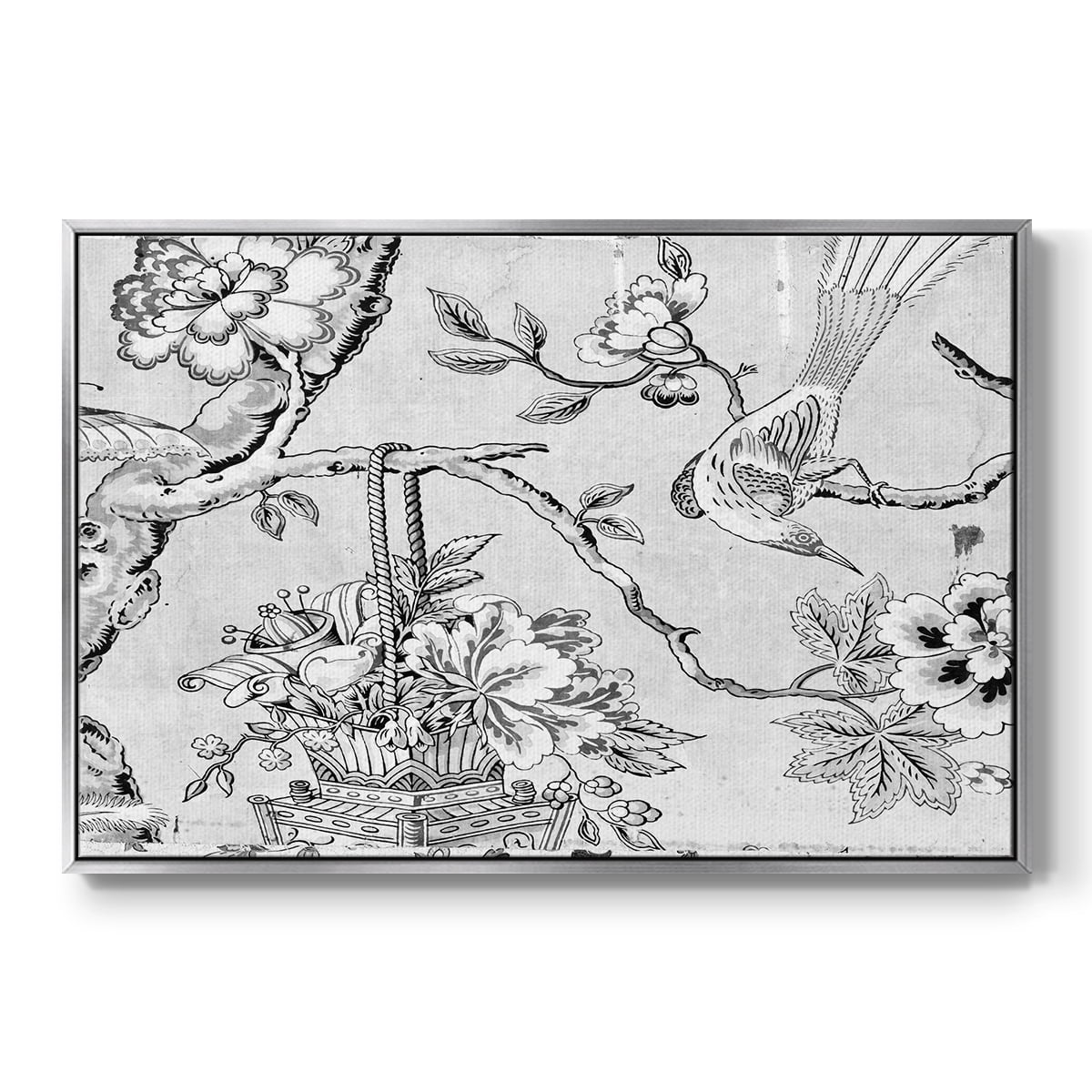 Vintage Abstract Print-XIX Framed in Silver Wood Gallery Wrapped Canvas 25 in. x 37 in.