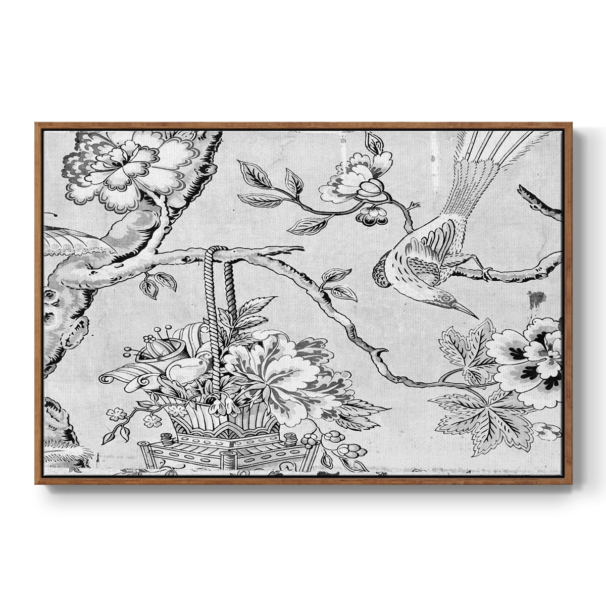 Vintage Abstract Print-XIX Framed in Walnut Wood Gallery Wrapped Canvas 25 in. x 37 in.