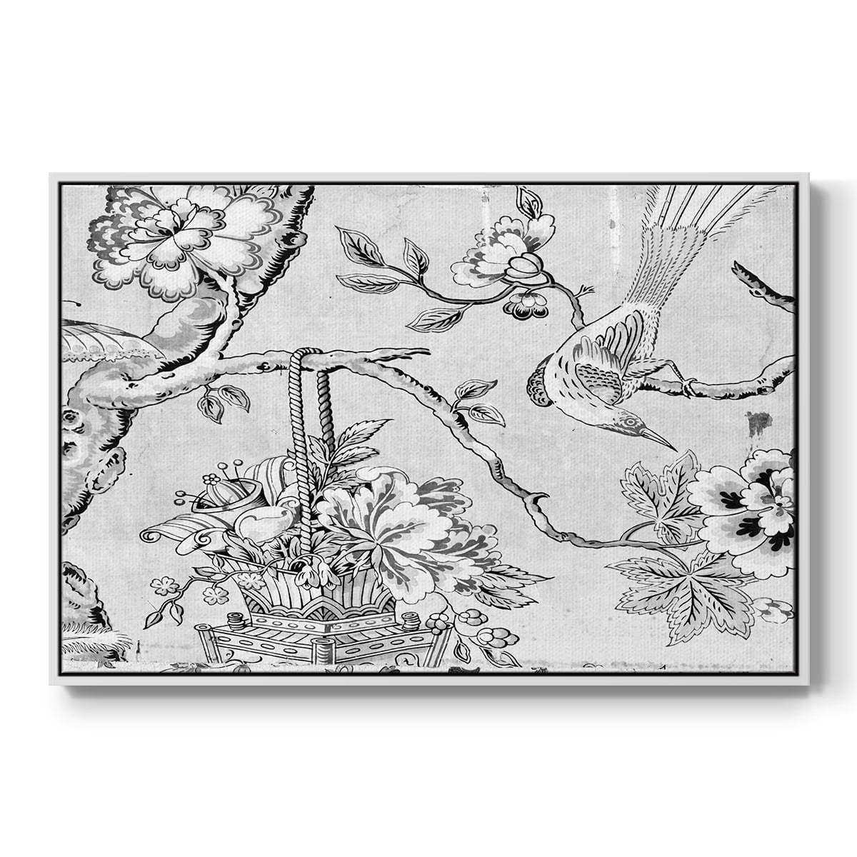 Vintage Abstract Print-XIX Framed in White Wood Gallery Wrapped Canvas 27 in. x 41 in.