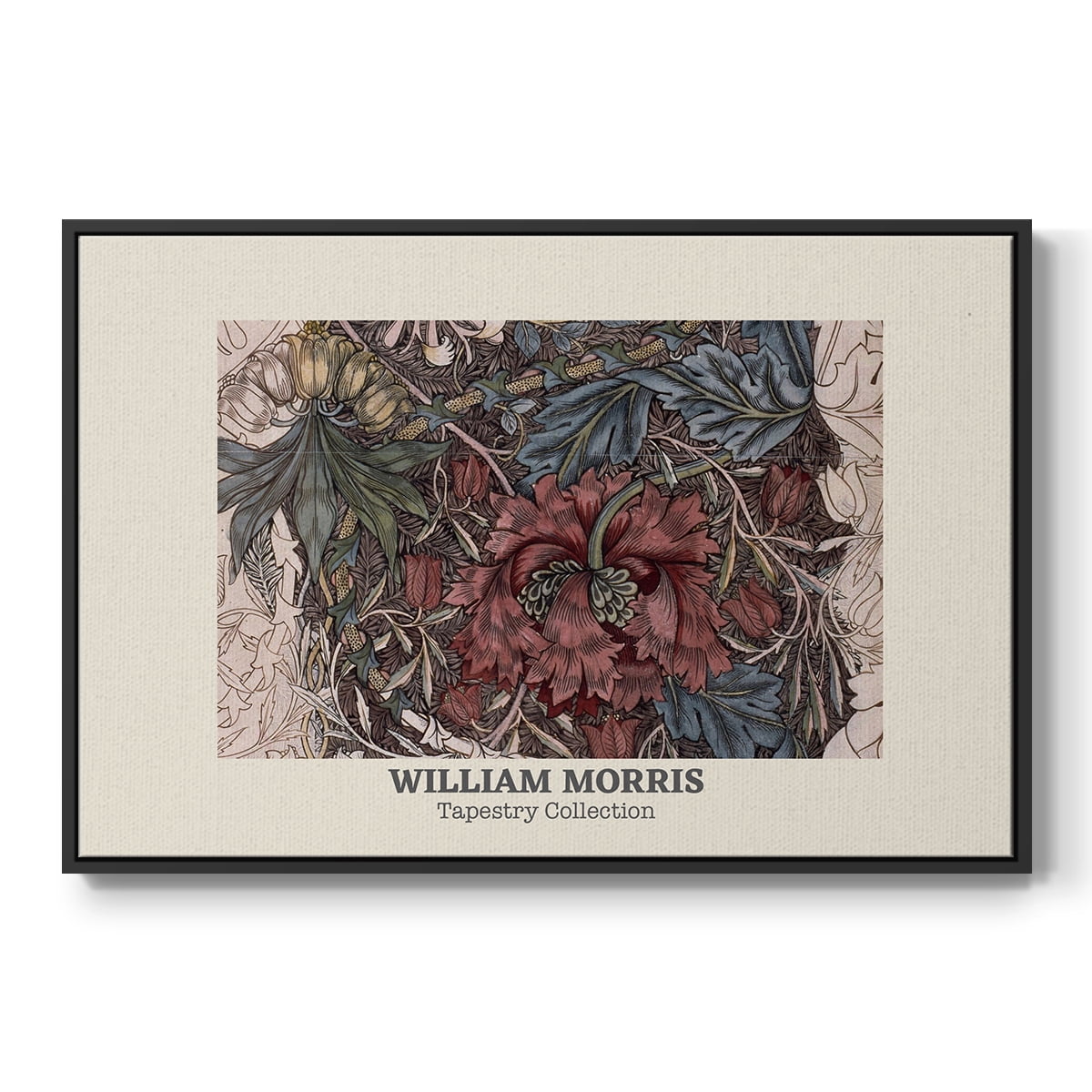 Vintage Abstract Print-XL Framed in Black Wood Gallery Wrapped Canvas 17 in. x 25 in.