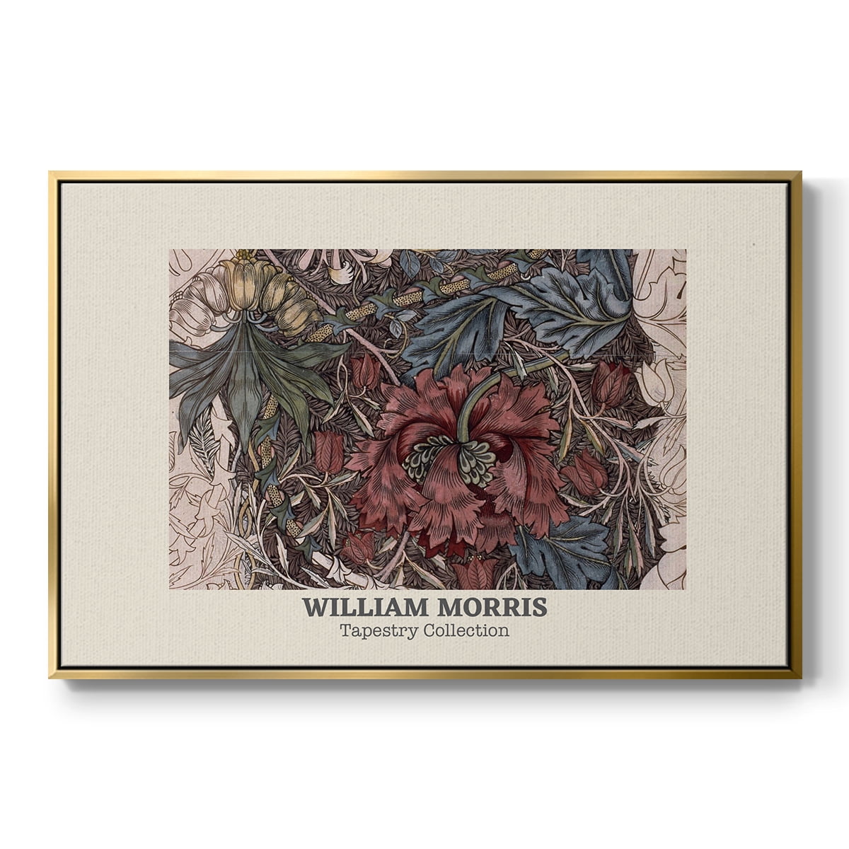Vintage Abstract Print-XL Framed in Gold Wood Gallery Wrapped Canvas 17 in. x 25 in.