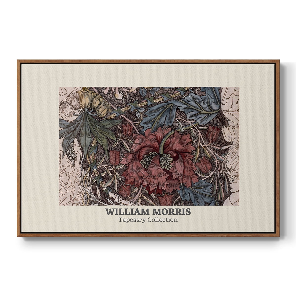 Vintage Abstract Print-XL Framed in Walnut Wood Gallery Wrapped Canvas 27 in. x 41 in.