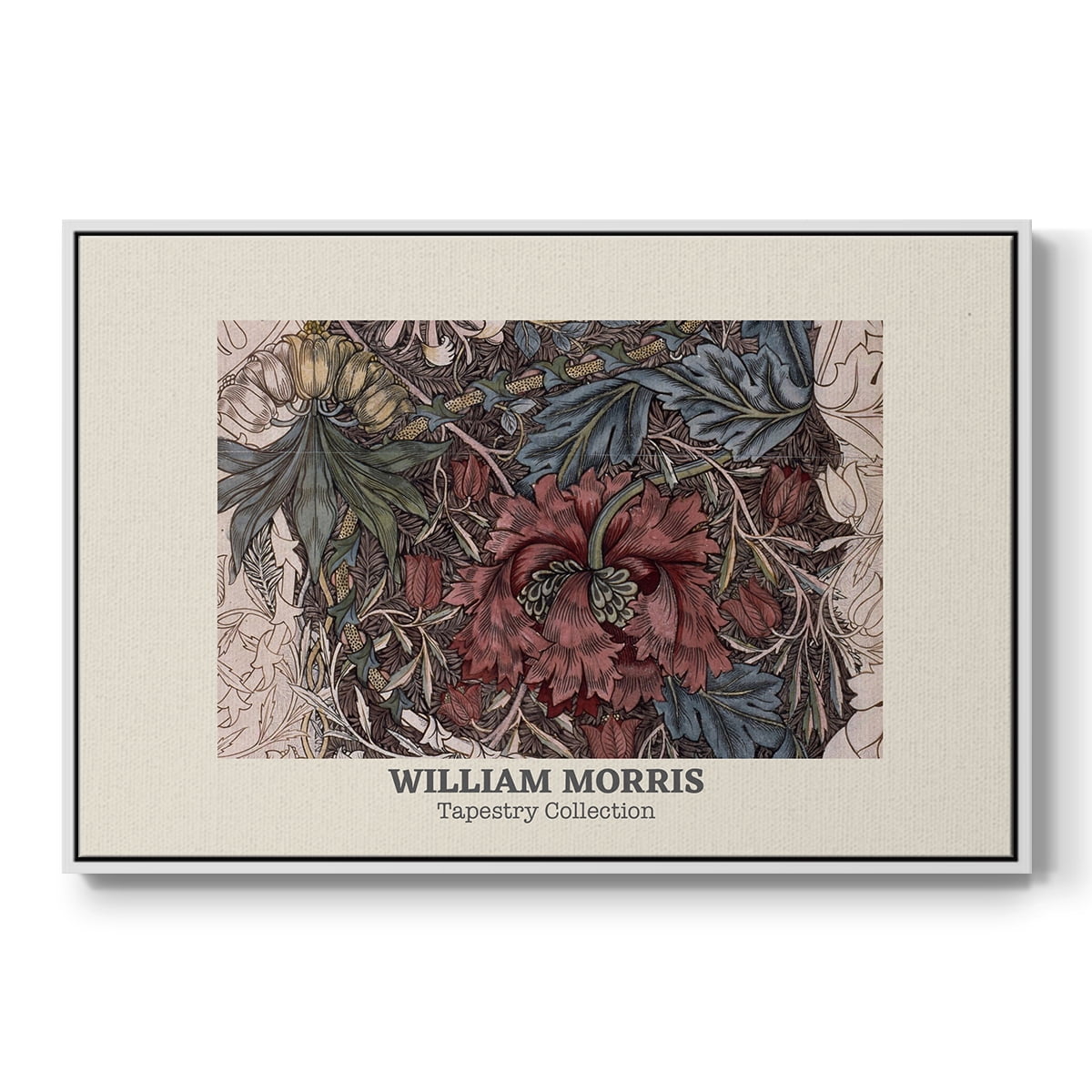 Vintage Abstract Print-XL Framed in White Wood Gallery Wrapped Canvas 25 in. x 37 in.