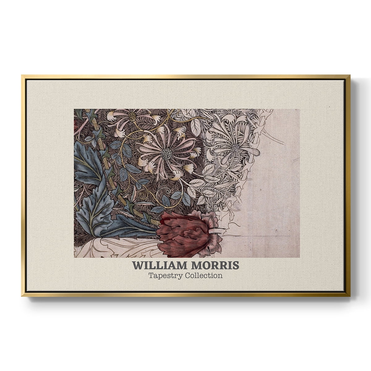 Vintage Abstract Print-XLI Framed in Gold Wood Gallery Wrapped Canvas 27 in. x 41 in.