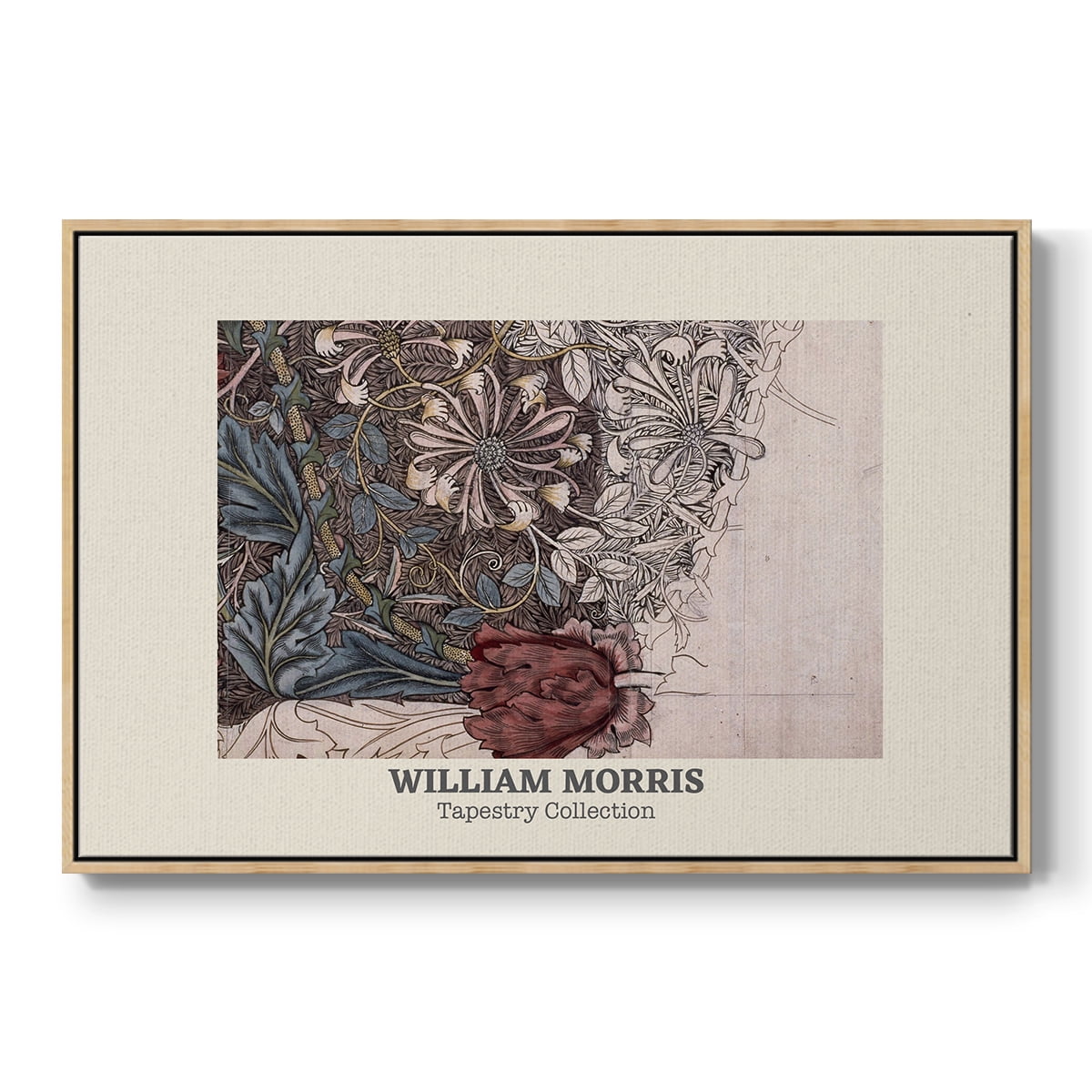 Vintage Abstract Print-XLI Framed in Natural Wood Wood Gallery Wrapped Canvas 25 in. x 37 in.