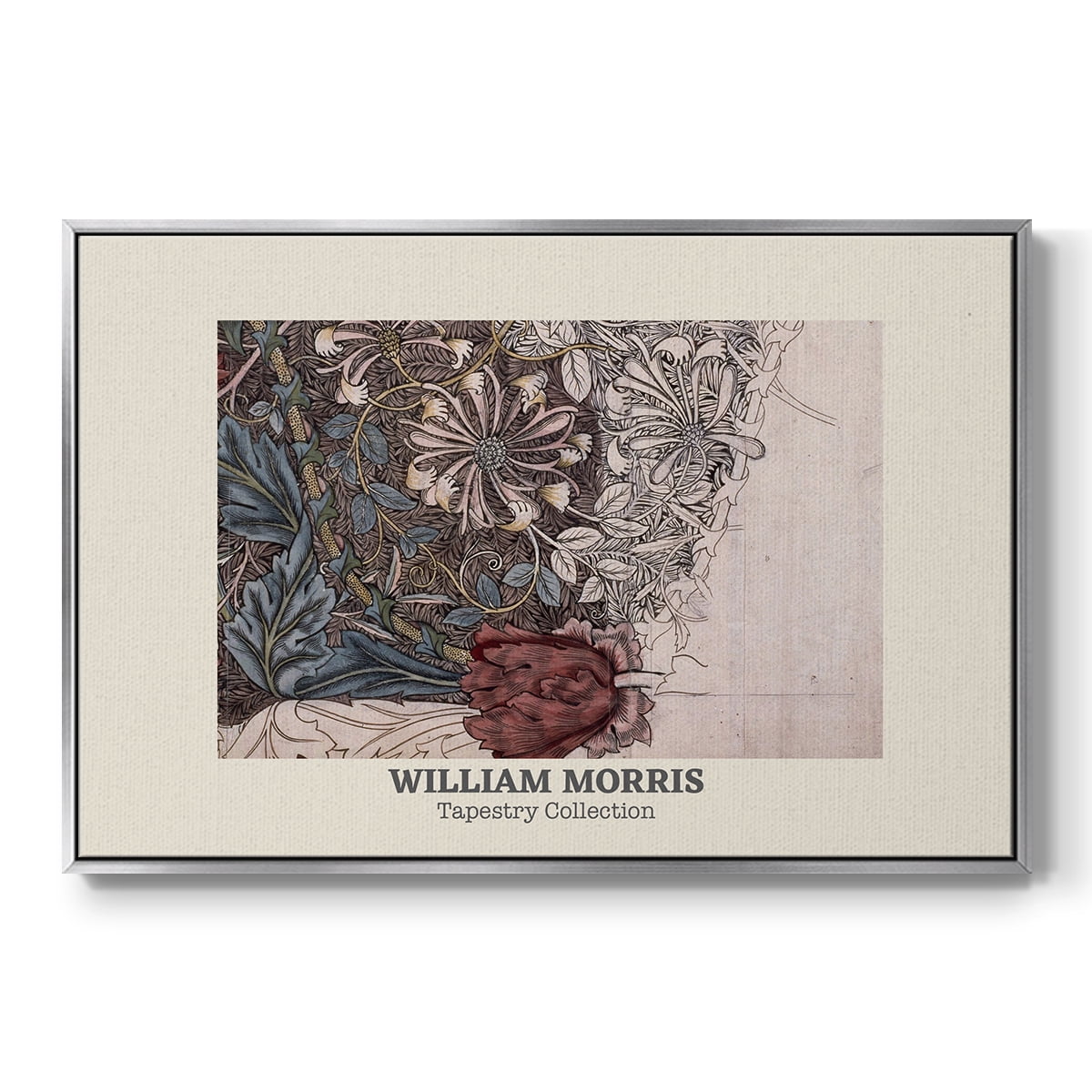 Vintage Abstract Print-XLI Framed in Silver Wood Gallery Wrapped Canvas 27 in. x 41 in.