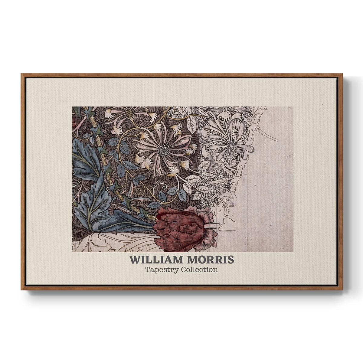 Vintage Abstract Print-XLI Framed in Walnut Wood Gallery Wrapped Canvas 17 in. x 25 in.