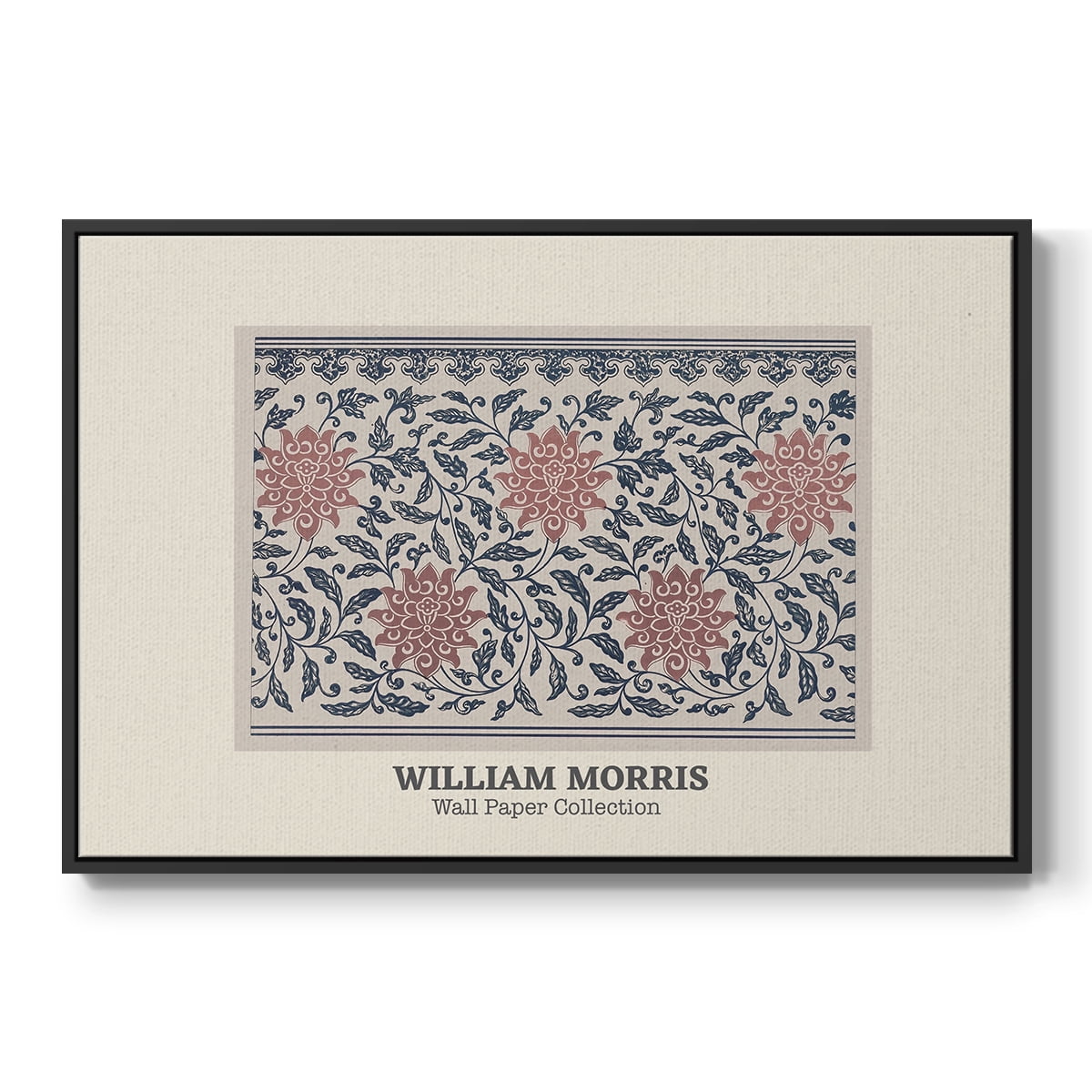 Vintage Abstract Print-XLIV Framed in Black Wood Gallery Wrapped Canvas 27 in. x 41 in.