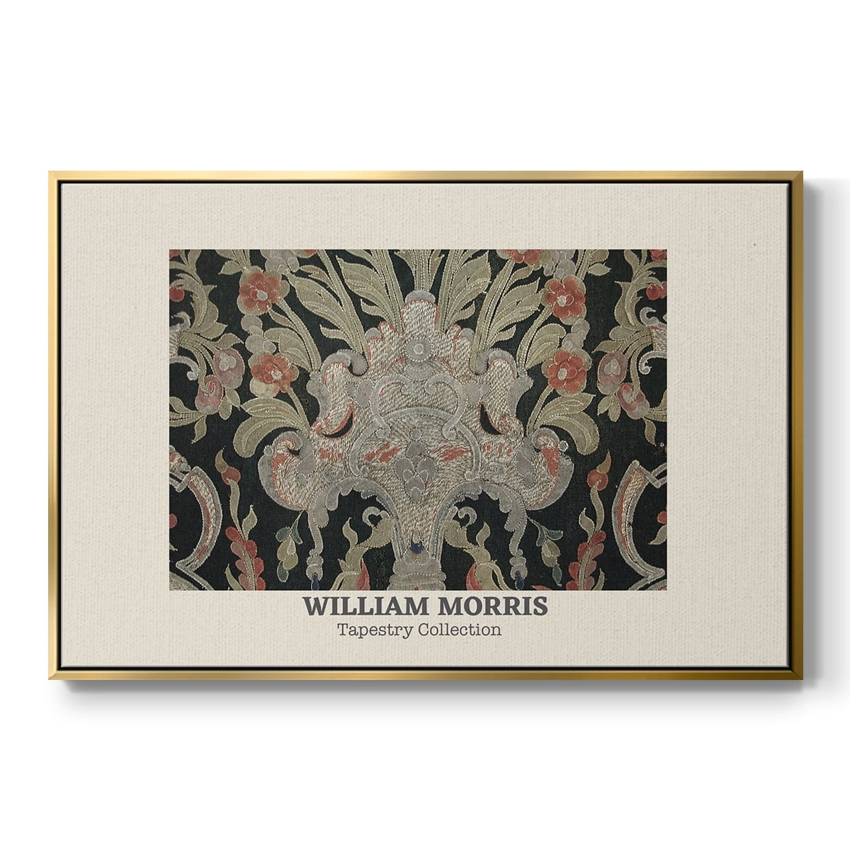 Vintage Abstract Print-XLIX Framed in Gold Wood Gallery Wrapped Canvas 25 in. x 37 in.