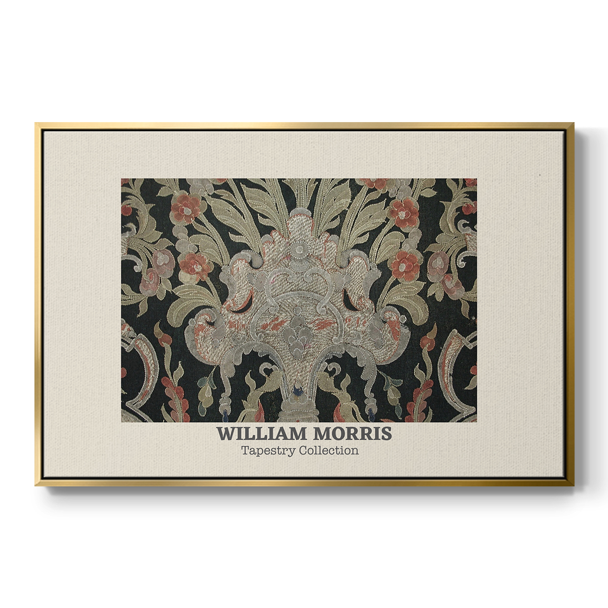 Vintage Abstract Print-XLIX Framed in Gold Wood Gallery Wrapped Canvas 27 in. x 41 in.