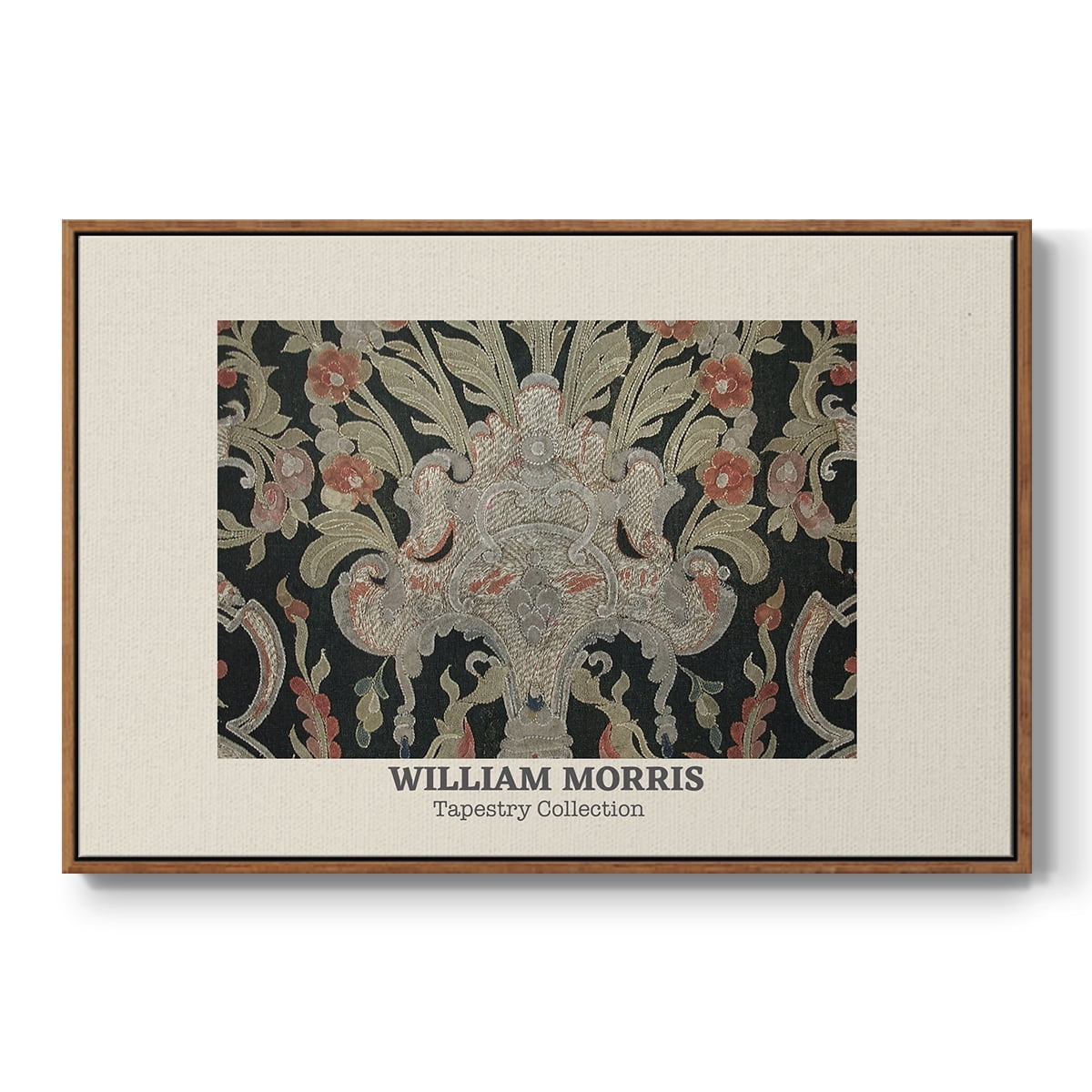 Vintage Abstract Print-XLIX Framed in Walnut Wood Gallery Wrapped Canvas 17 in. x 25 in.