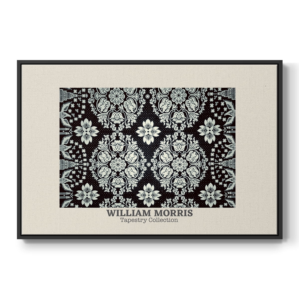 Vintage Abstract Print-XLVII Framed in Black Wood Gallery Wrapped Canvas 17 in. x 25 in.
