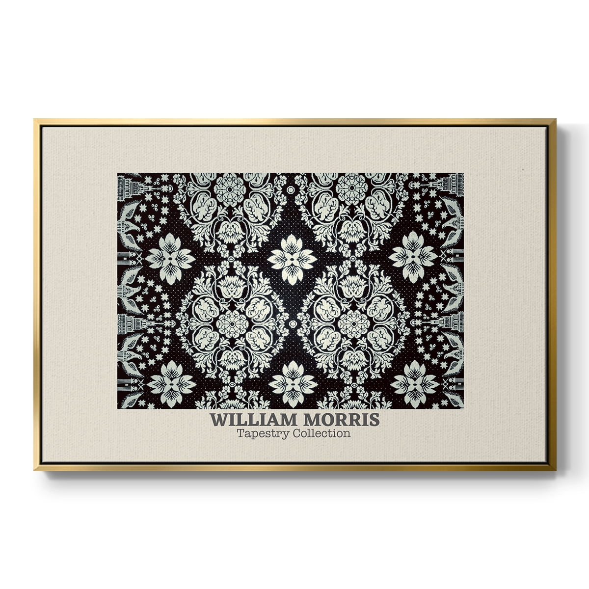 Vintage Abstract Print-XLVII Framed in Gold Wood Gallery Wrapped Canvas 27 in. x 41 in.