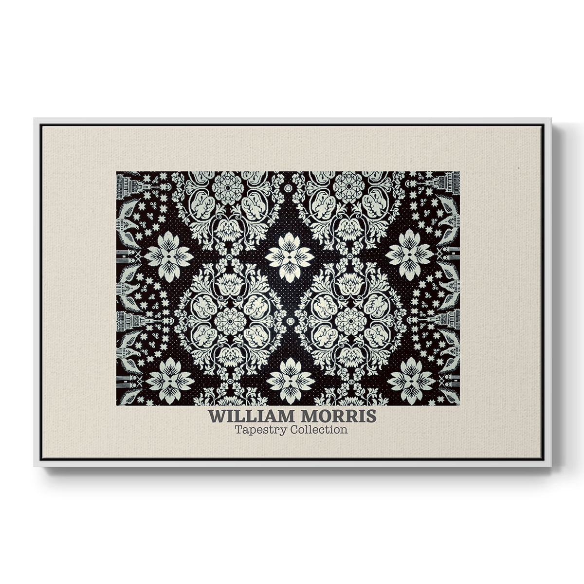 Vintage Abstract Print-XLVII Framed in White Wood Gallery Wrapped Canvas 25 in. x 37 in.