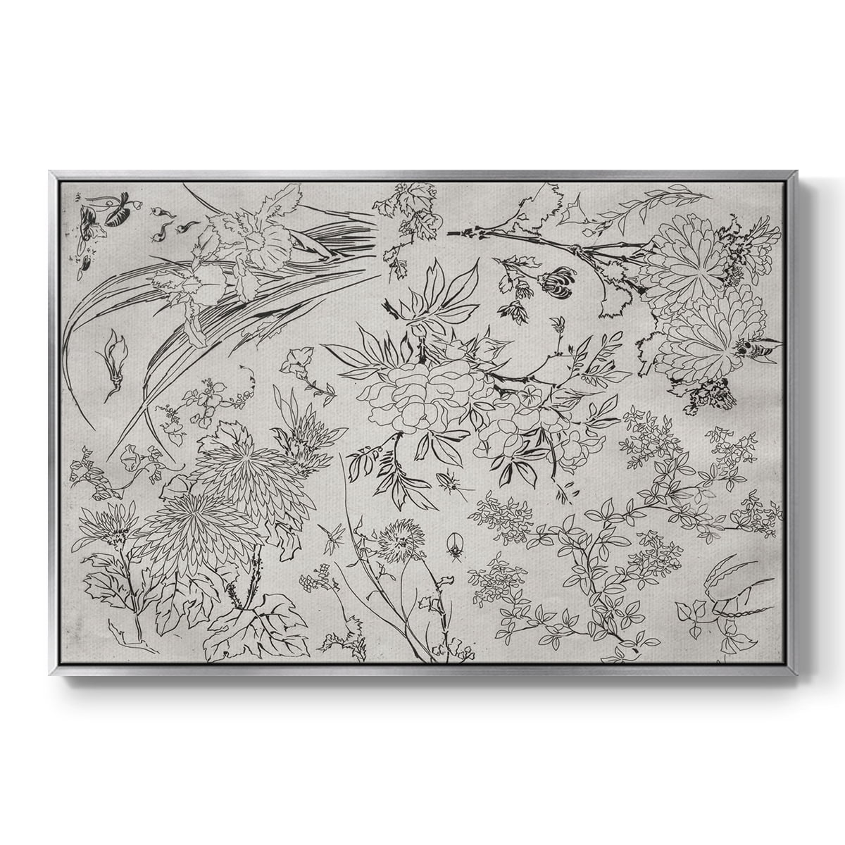Vintage Abstract Print-XVI Framed in Silver Wood Gallery Wrapped Canvas 17 in. x 25 in.