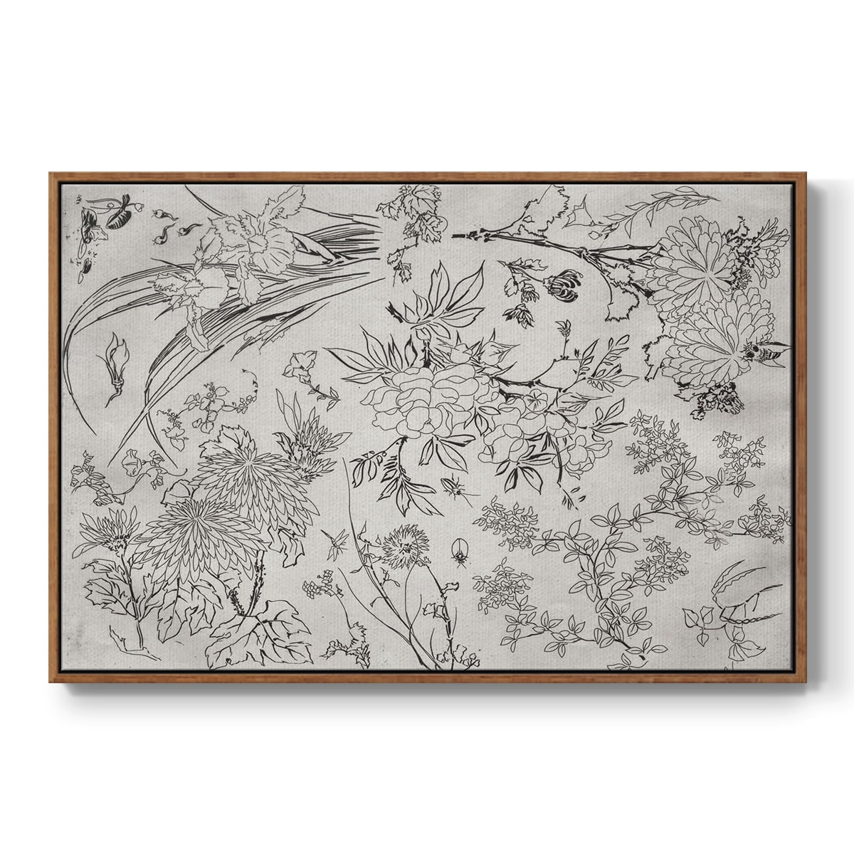 Vintage Abstract Print-XVI Framed in Walnut Wood Gallery Wrapped Canvas 25 in. x 37 in.