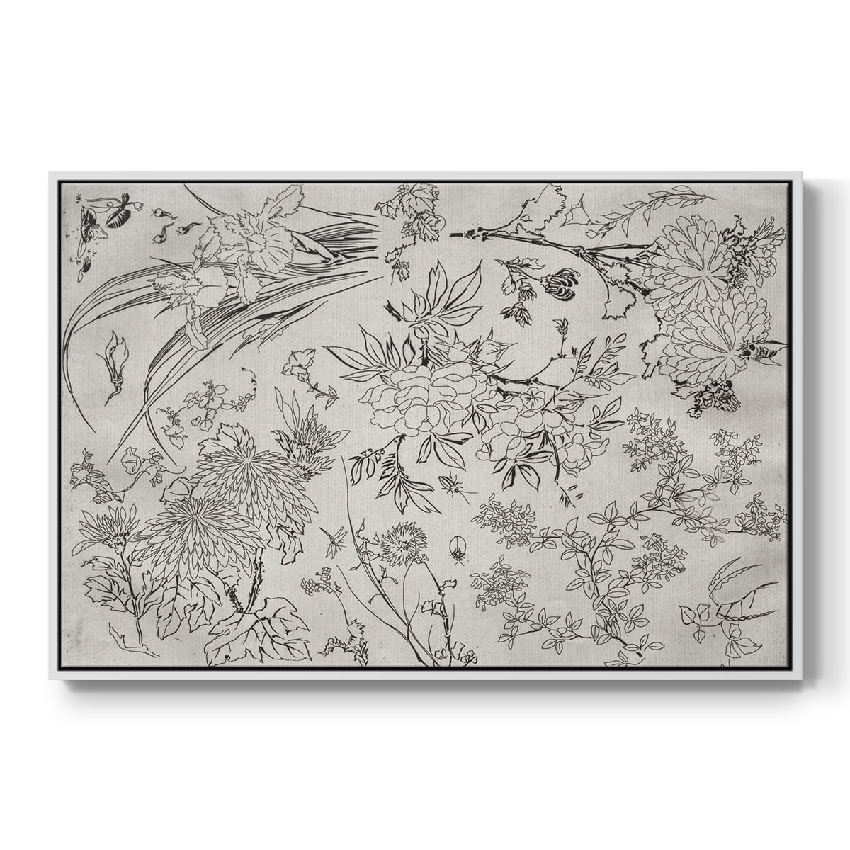 Vintage Abstract Print-XVI Framed in White Wood Gallery Wrapped Canvas 17 in. x 25 in.
