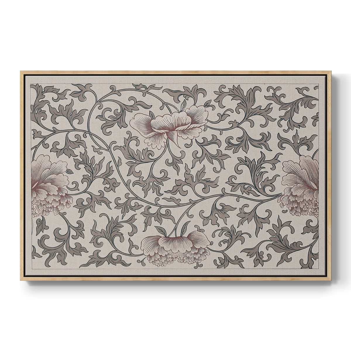 Vintage Abstract Print-XVII Framed in Natural Wood Wood Gallery Wrapped Canvas 27 in. x 41 in.