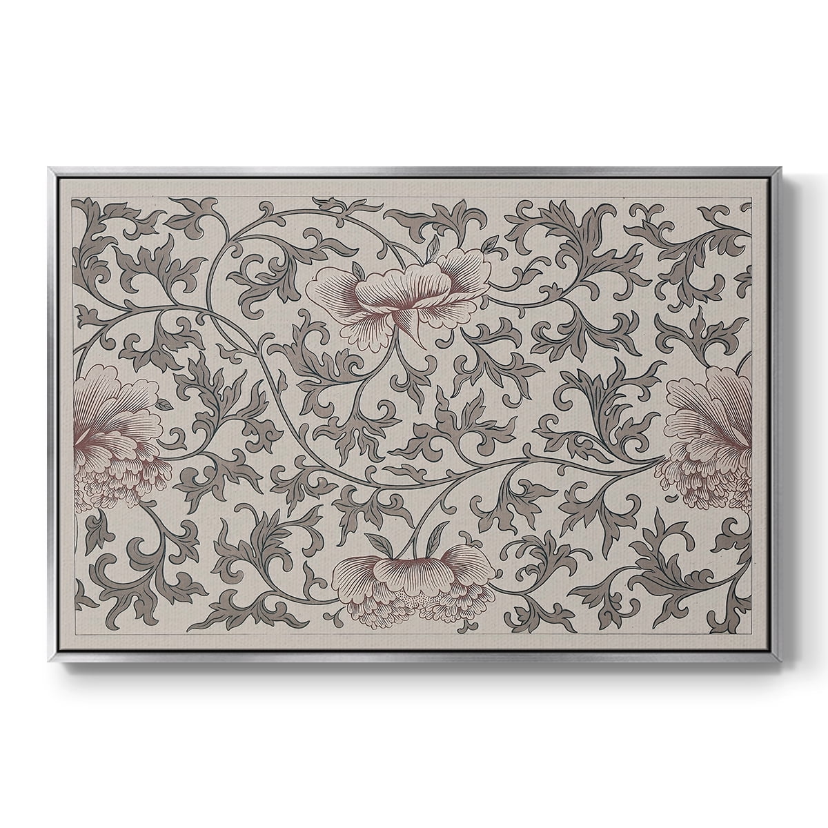 Vintage Abstract Print-XVII Framed in Silver Wood Gallery Wrapped Canvas 27 in. x 41 in.