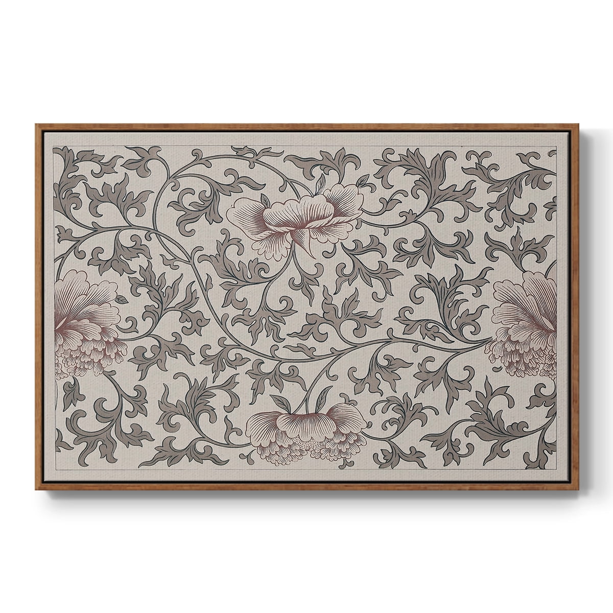 Vintage Abstract Print-XVII Framed in Walnut Wood Gallery Wrapped Canvas 17 in. x 25 in.