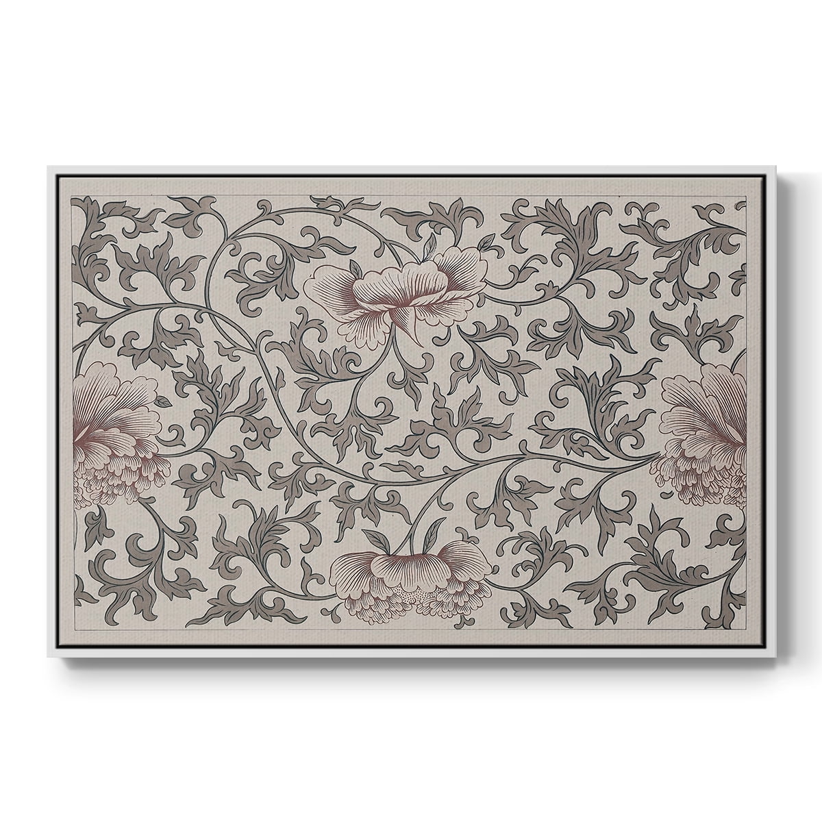 Vintage Abstract Print-XVII Framed in White Wood Gallery Wrapped Canvas 17 in. x 25 in.