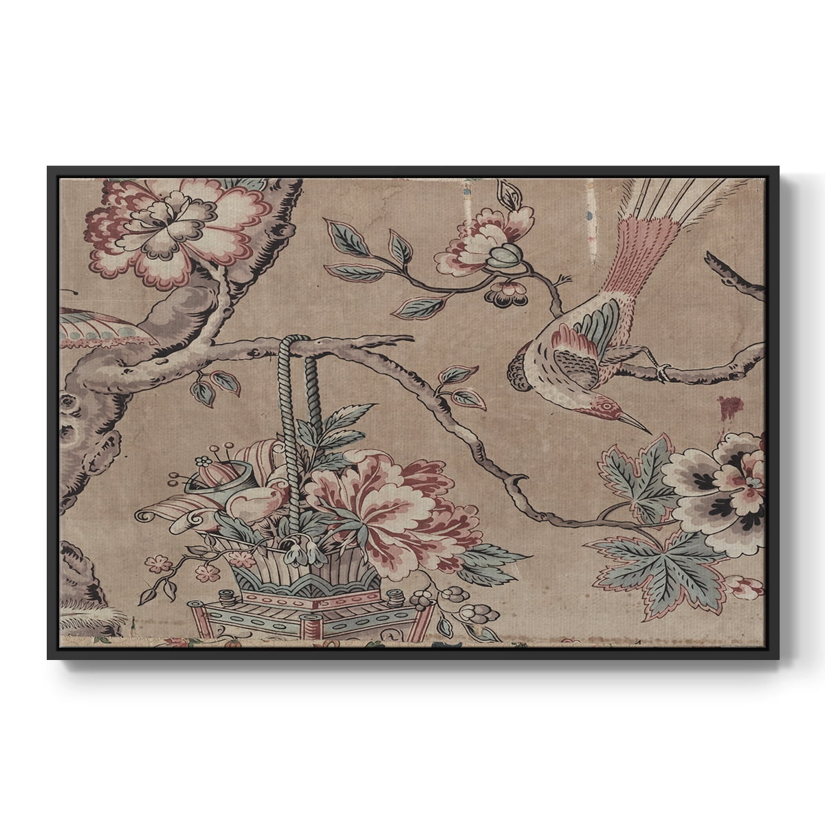 Vintage Abstract Print-XVIII Framed in Black Wood Gallery Wrapped Canvas 25 in. x 37 in.