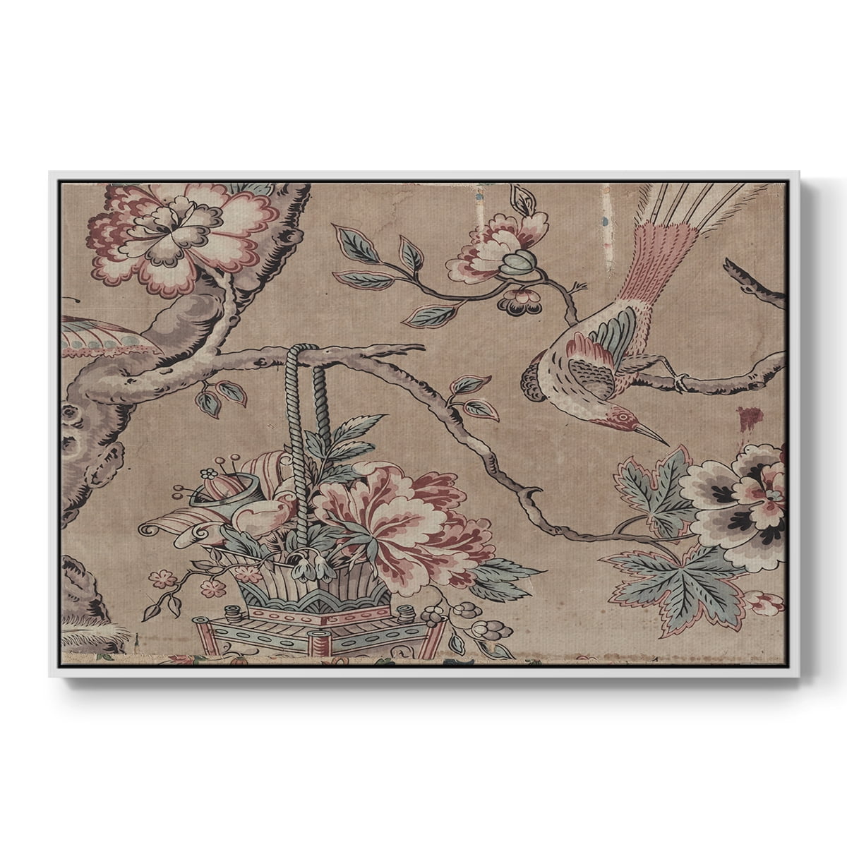 Vintage Abstract Print-XVIII Framed in White Wood Gallery Wrapped Canvas 17 in. x 25 in.