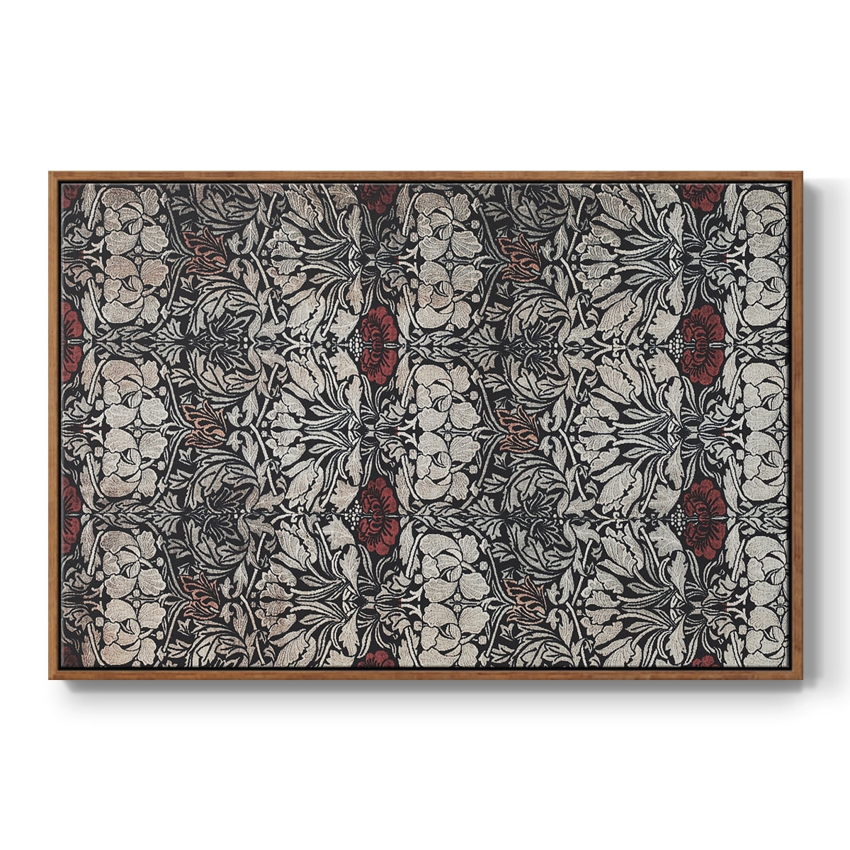 Vintage Abstract Print-XXII Framed in Walnut Wood Gallery Wrapped Canvas 17 in. x 25 in.