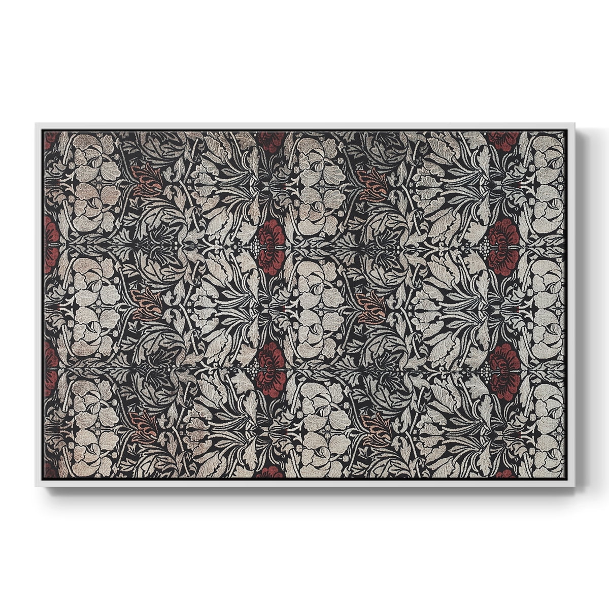 Vintage Abstract Print-XXII Framed in White Wood Gallery Wrapped Canvas 27 in. x 41 in.