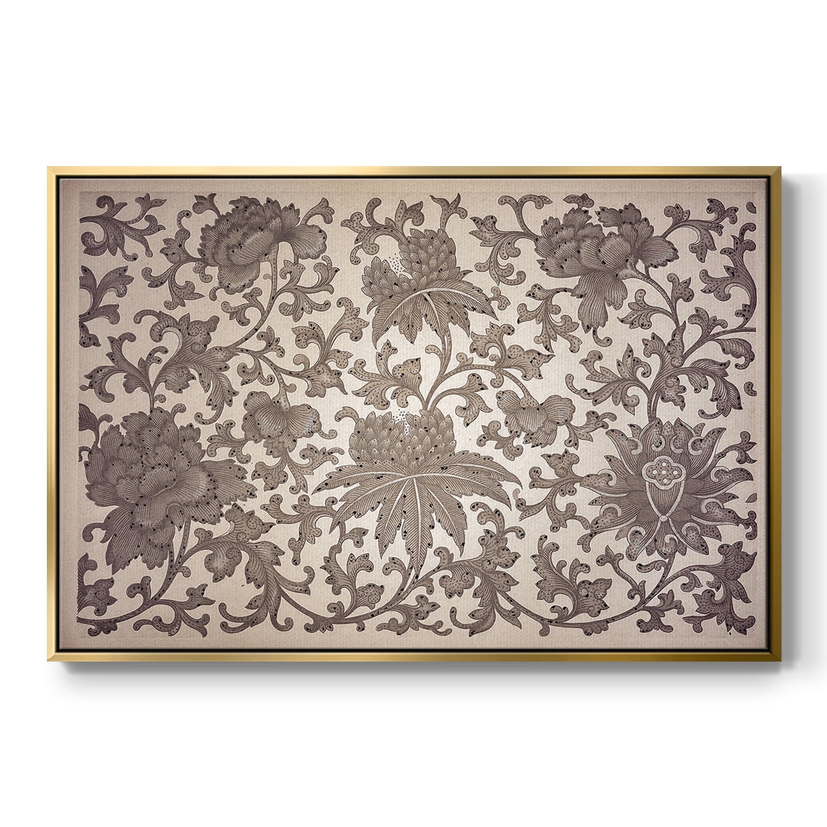 Vintage Abstract Print-XXIII Framed in Gold Wood Gallery Wrapped Canvas 25 in. x 37 in.