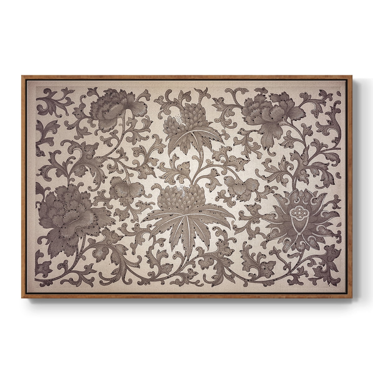 Vintage Abstract Print-XXIII Framed in Walnut Wood Gallery Wrapped Canvas 17 in. x 25 in.