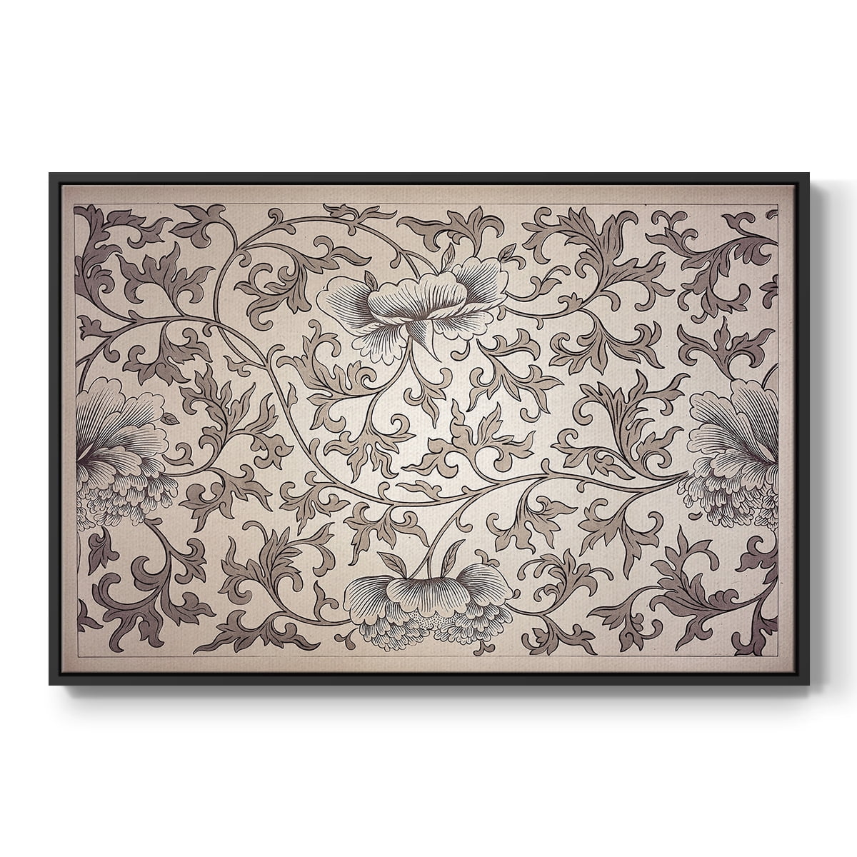 Vintage Abstract Print-XXIV Framed in Black Wood Gallery Wrapped Canvas 17 in. x 25 in.
