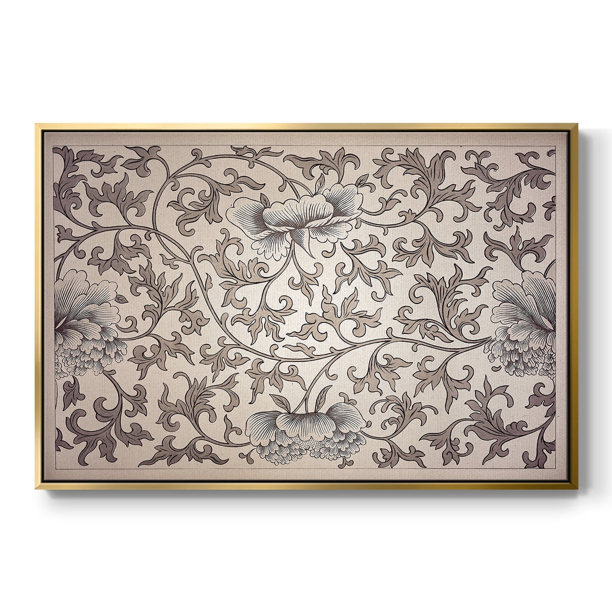 Vintage Abstract Print-XXIV Framed in Gold Wood Gallery Wrapped Canvas 27 in. x 41 in.