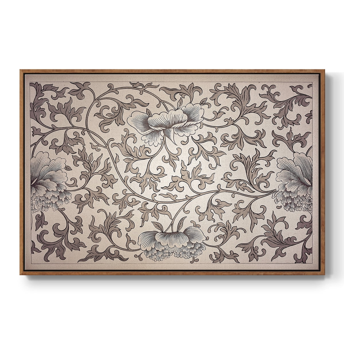 Vintage Abstract Print-XXIV Framed in Walnut Wood Gallery Wrapped Canvas 27 in. x 41 in.
