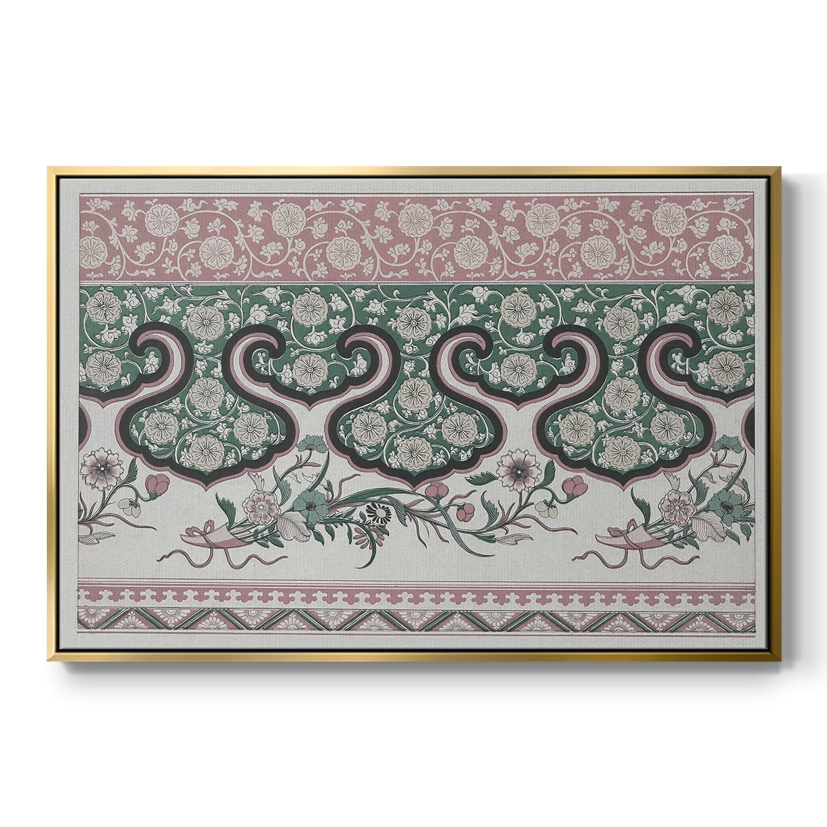 Vintage Abstract Print-XXIX Framed in Gold Wood Gallery Wrapped Canvas 27 in. x 41 in.