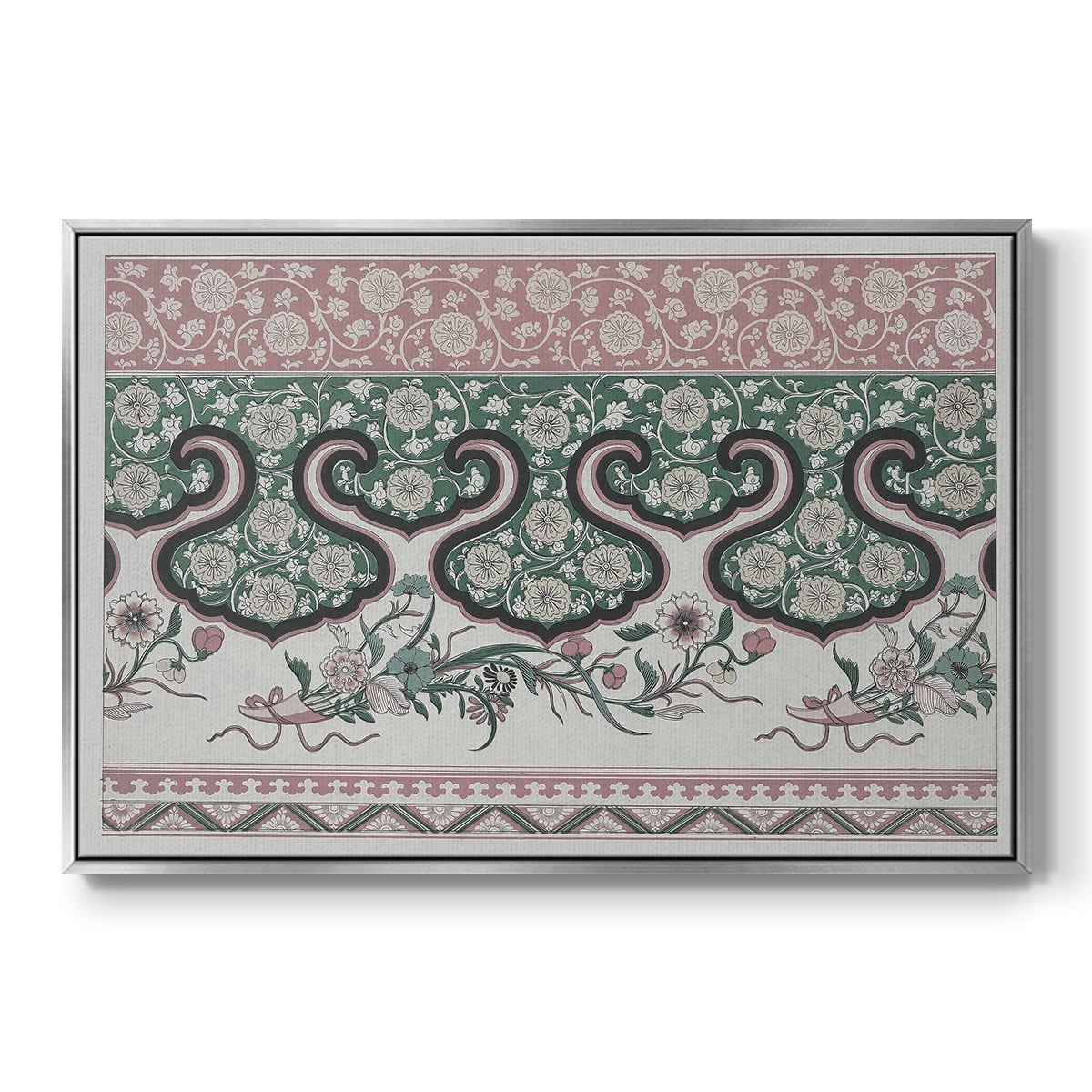 Vintage Abstract Print-XXIX Framed in Silver Wood Gallery Wrapped Canvas 17 in. x 25 in.