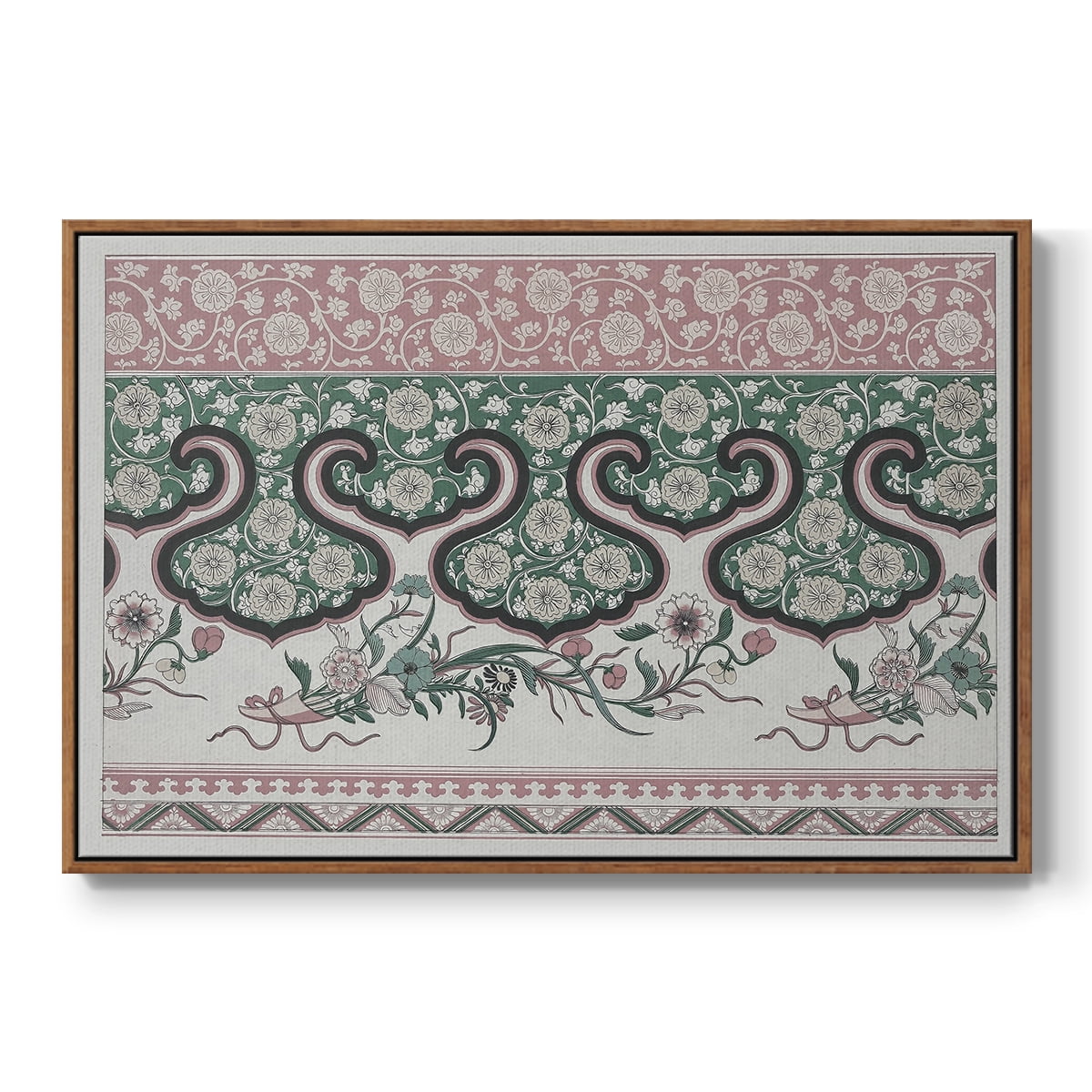 Vintage Abstract Print-XXIX Framed in Walnut Wood Gallery Wrapped Canvas 27 in. x 41 in.