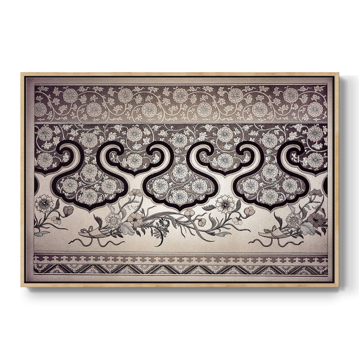 Vintage Abstract Print-XXV Framed in Natural Wood Wood Gallery Wrapped Canvas 25 in. x 37 in.