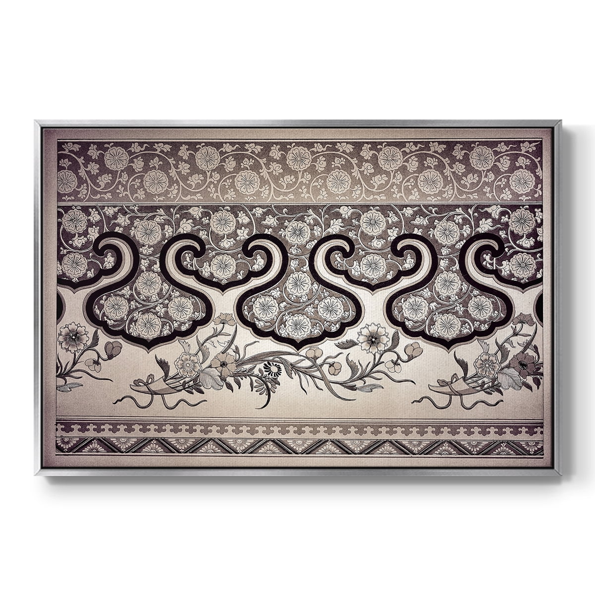 Vintage Abstract Print-XXV Framed in Silver Wood Gallery Wrapped Canvas 27 in. x 41 in.