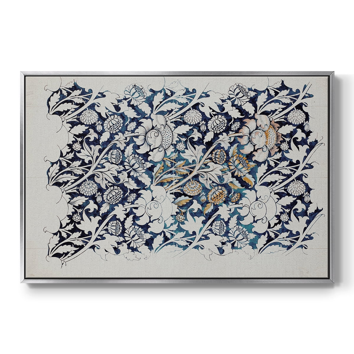 Vintage Abstract Print-XXVII Framed in Silver Wood Gallery Wrapped Canvas 17 in. x 25 in.