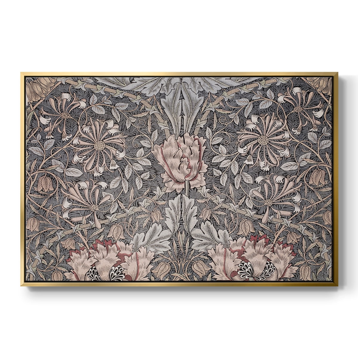 Vintage Abstract Print-XXX Framed in Gold Wood Gallery Wrapped Canvas 27 in. x 41 in.