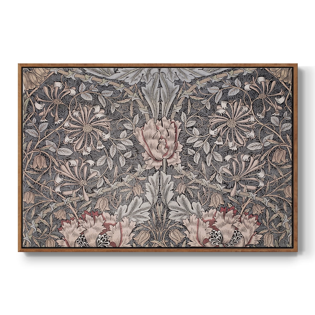 Vintage Abstract Print-XXX Framed in Walnut Wood Gallery Wrapped Canvas 25 in. x 37 in.