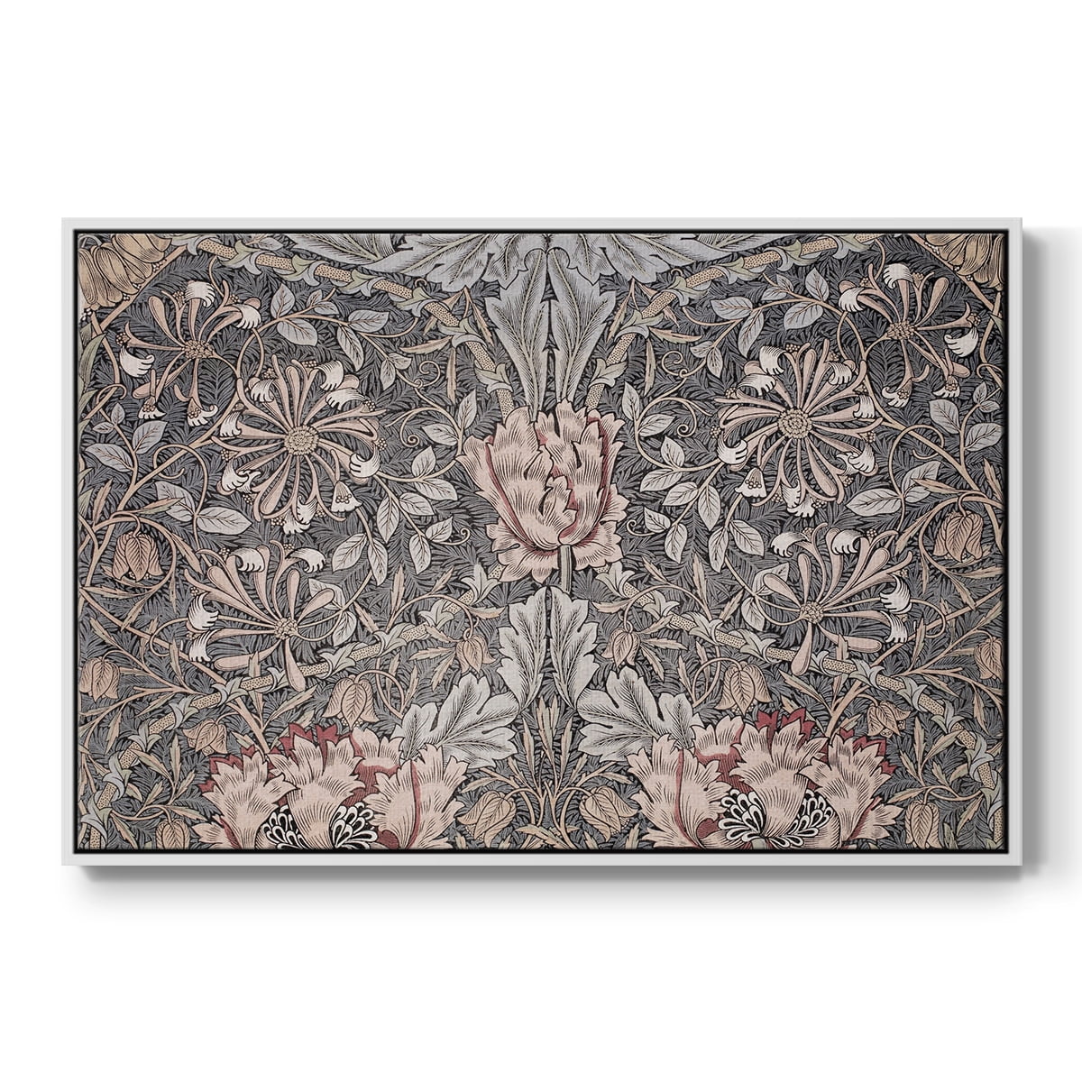 Vintage Abstract Print-XXX Framed in White Wood Gallery Wrapped Canvas 25 in. x 37 in.